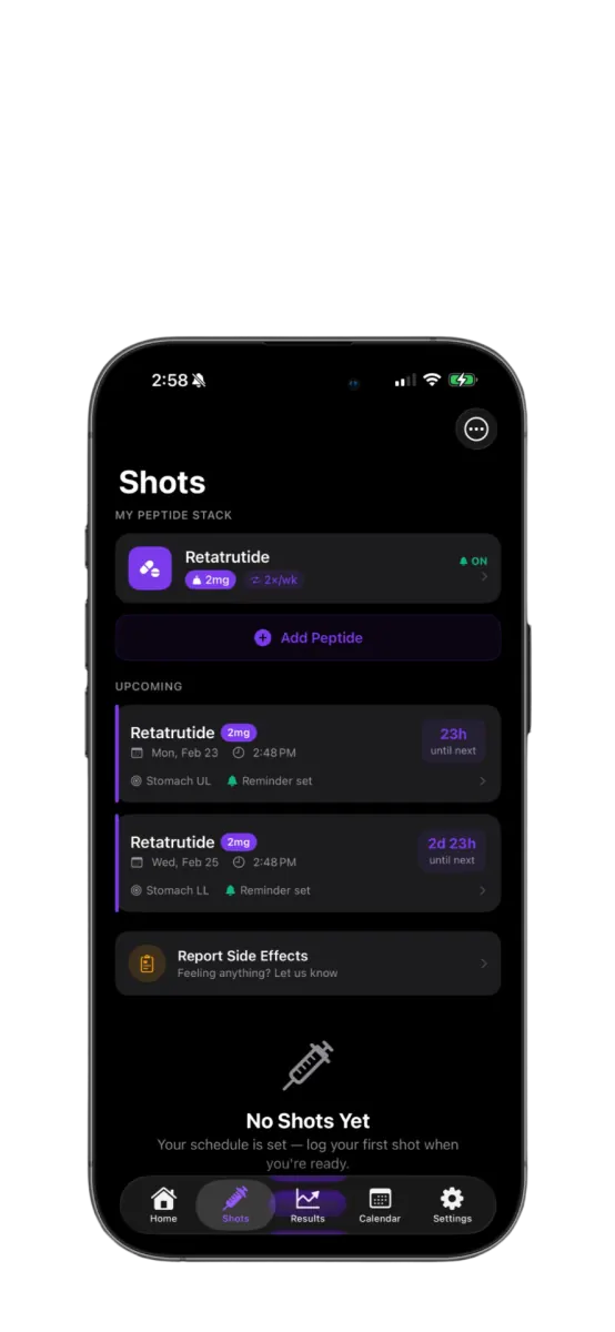 PeptideStack shots and schedule view