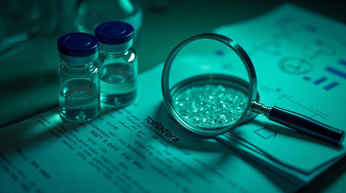 Laboratory safety equipment with peptide vials and third-party testing documentation