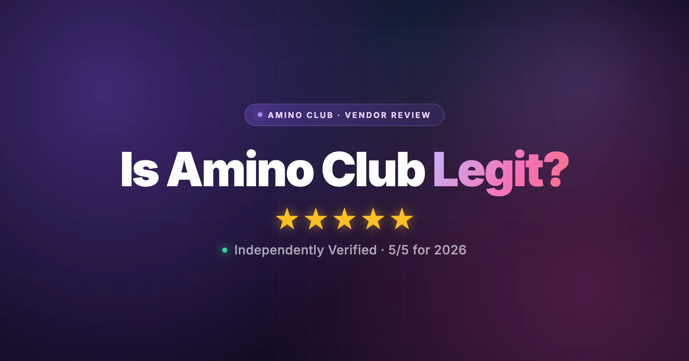 Is Amino Club Legit? — PeptideStack 2026 vendor review, rated 5 out of 5