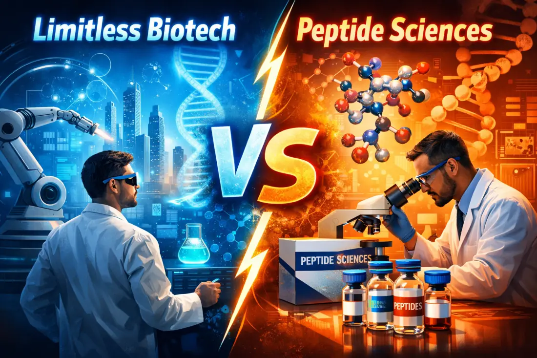 Limitless Biotech vs Peptide Sciences 2026 vendor comparison for research peptides