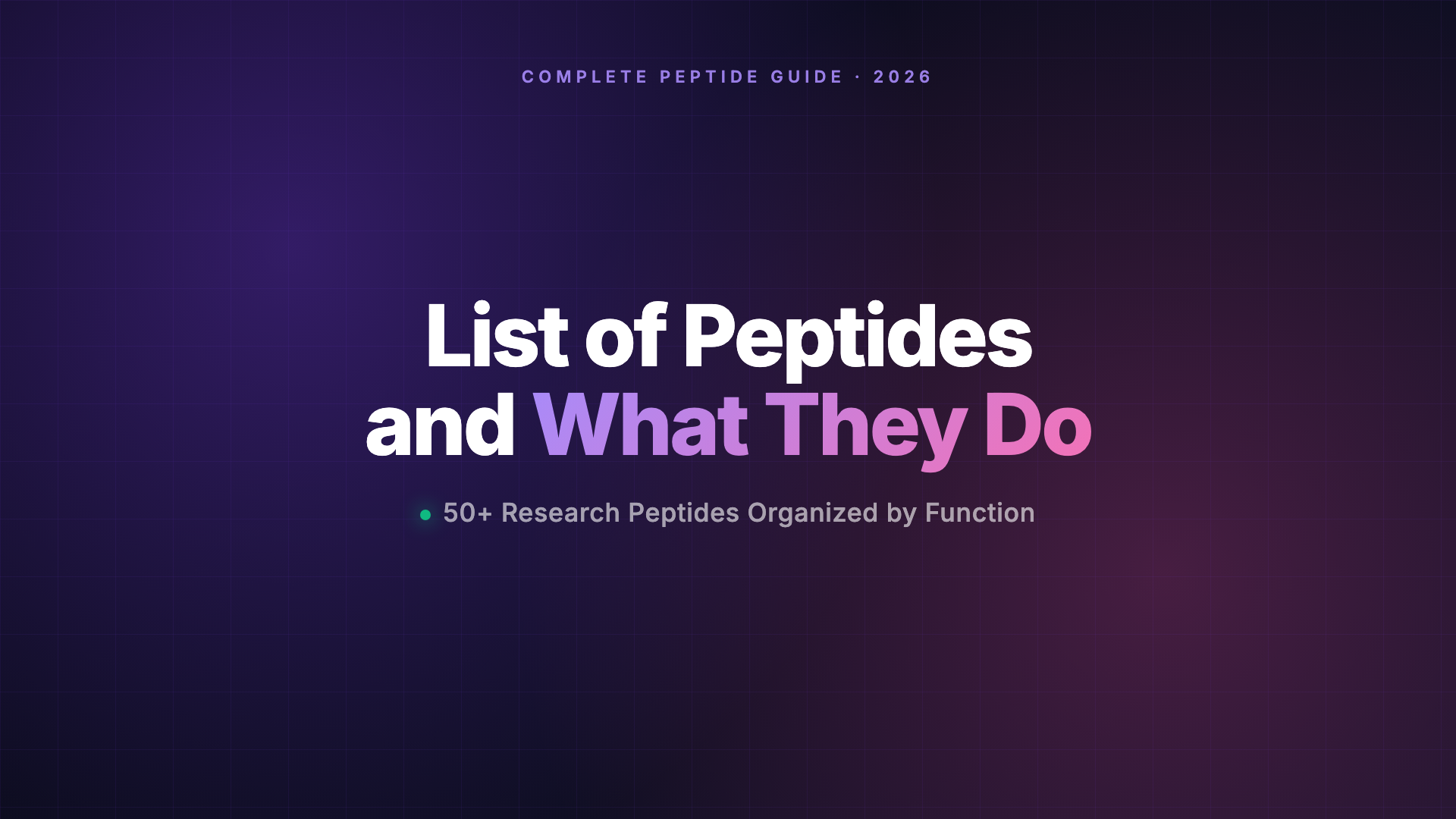 List of Peptides and What They Do complete guide — featured video poster on a dark gradient background
