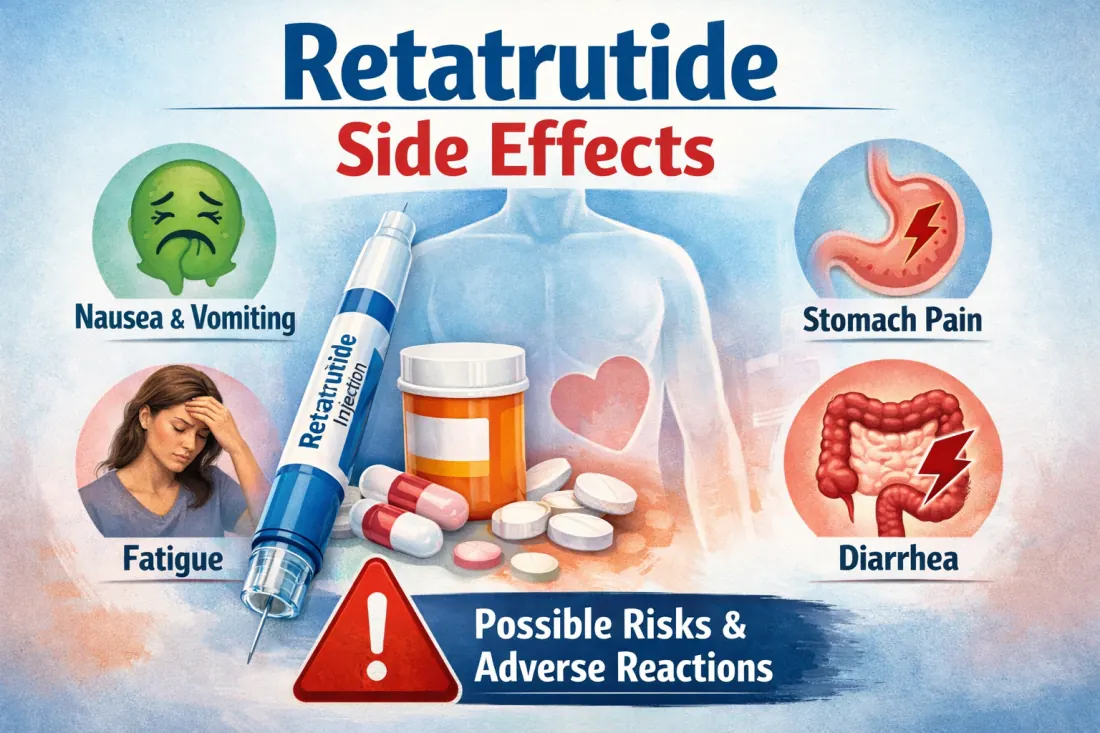 Retatrutide side effects infographic