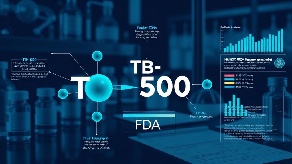 TB-500 FDA approval status infographic showing Thymosin Beta-4 regulatory timeline and research data